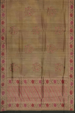 Collection of Banarasi Tussar Silk Coral-Beige Saree in a gallery layout