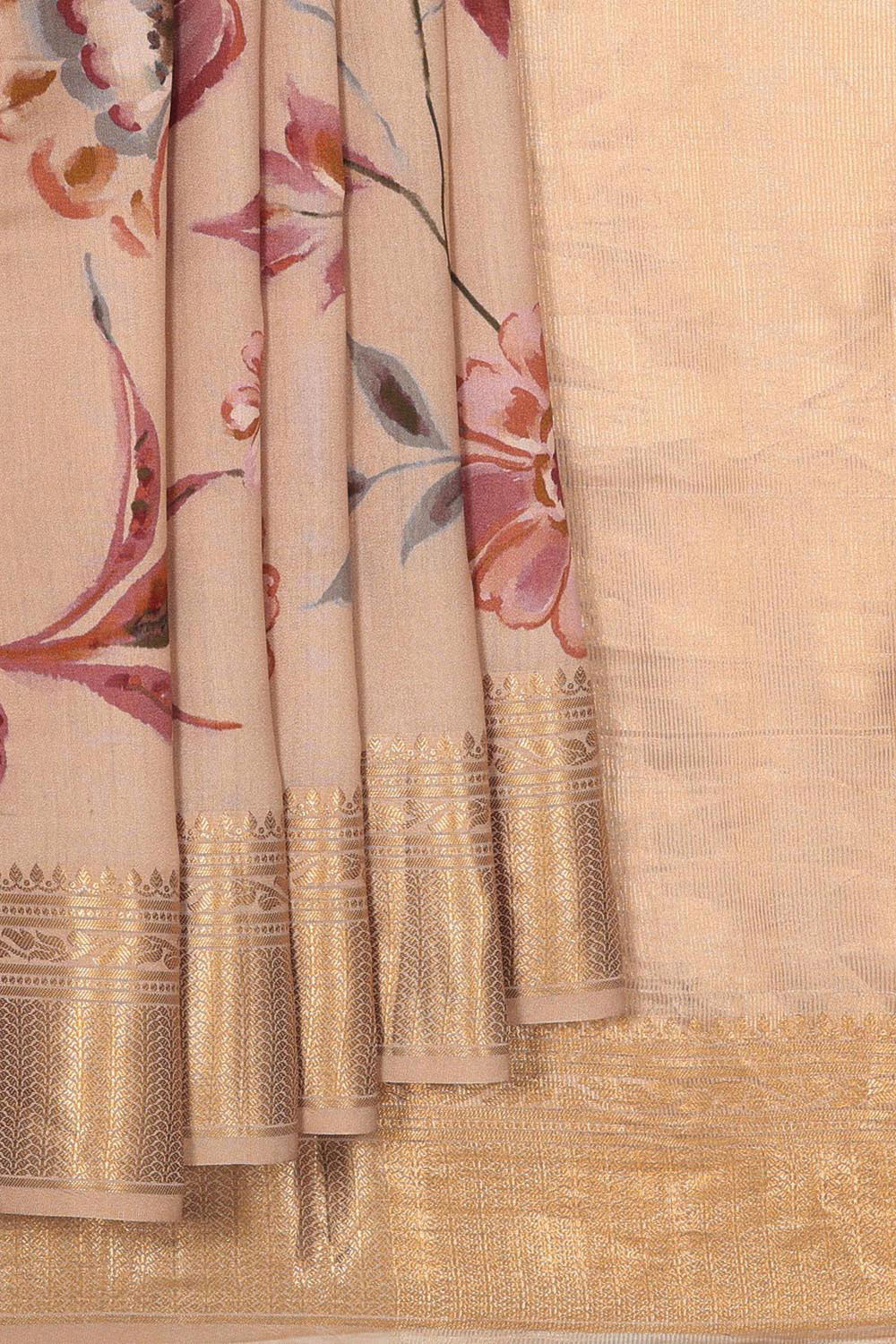 Collection of Banarasi Chiniya-Silk Beige Saree in a gallery layout