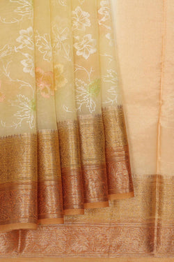 Collection of Very Pretty Kora Cream Saree in a gallery layout