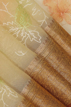 Collection of Very Pretty Kora Cream Saree in a gallery layout