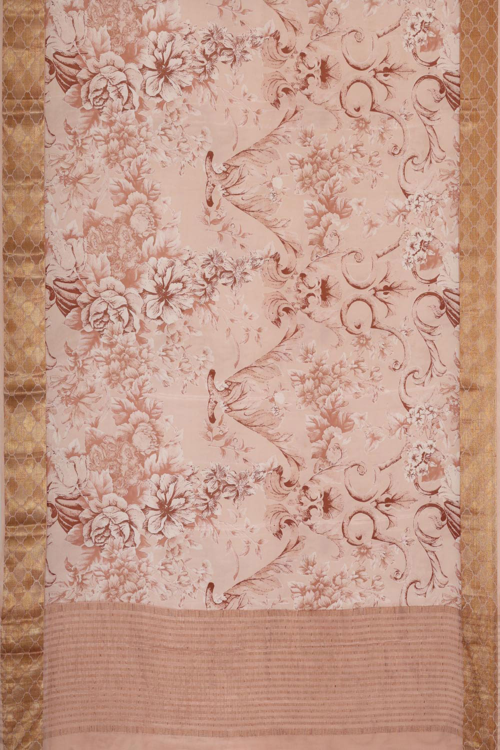 Collection of Banarasi Crepe Creamy Peach Saree in a gallery layout