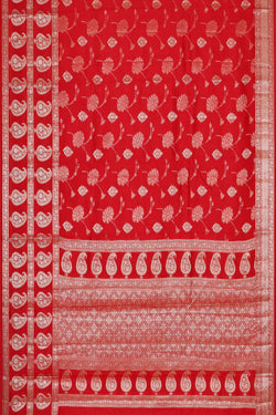 Image of Banarasi Chiniya Silk Red Saree