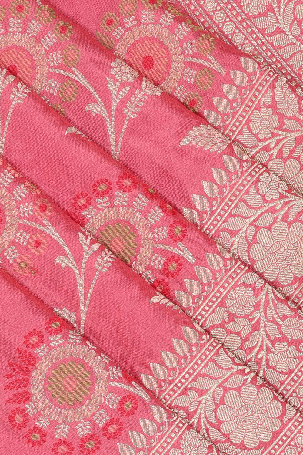 Collection of Banarasi Coral Pink Saree in a gallery layout