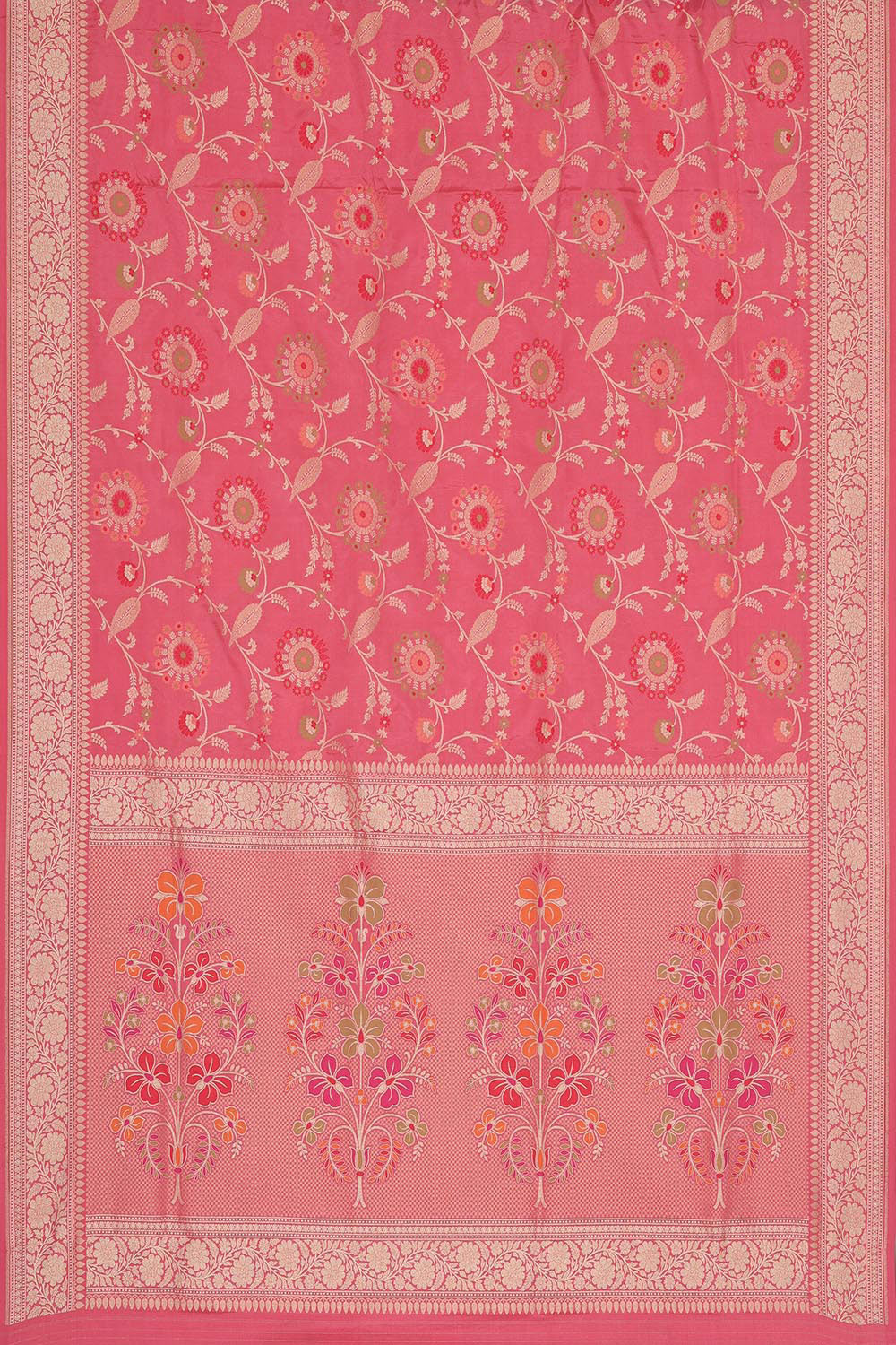 Collection of Banarasi Coral Pink Saree in a gallery layout