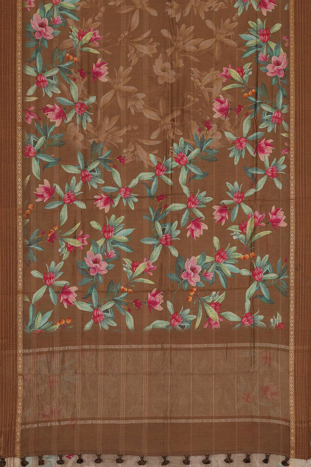 Collection of Tussar Moonga Silk Brown Saree in a gallery layout