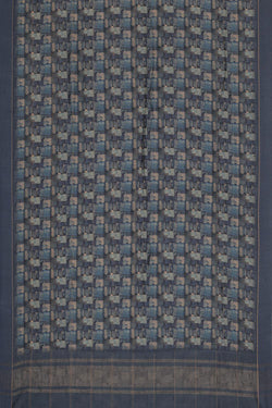 Collection of Tussar Moonga Silk Smoky Blue Saree in a gallery layout