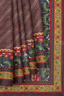 Collection of Tussar Moonga Silk Pichwari Art Saree in a gallery layout