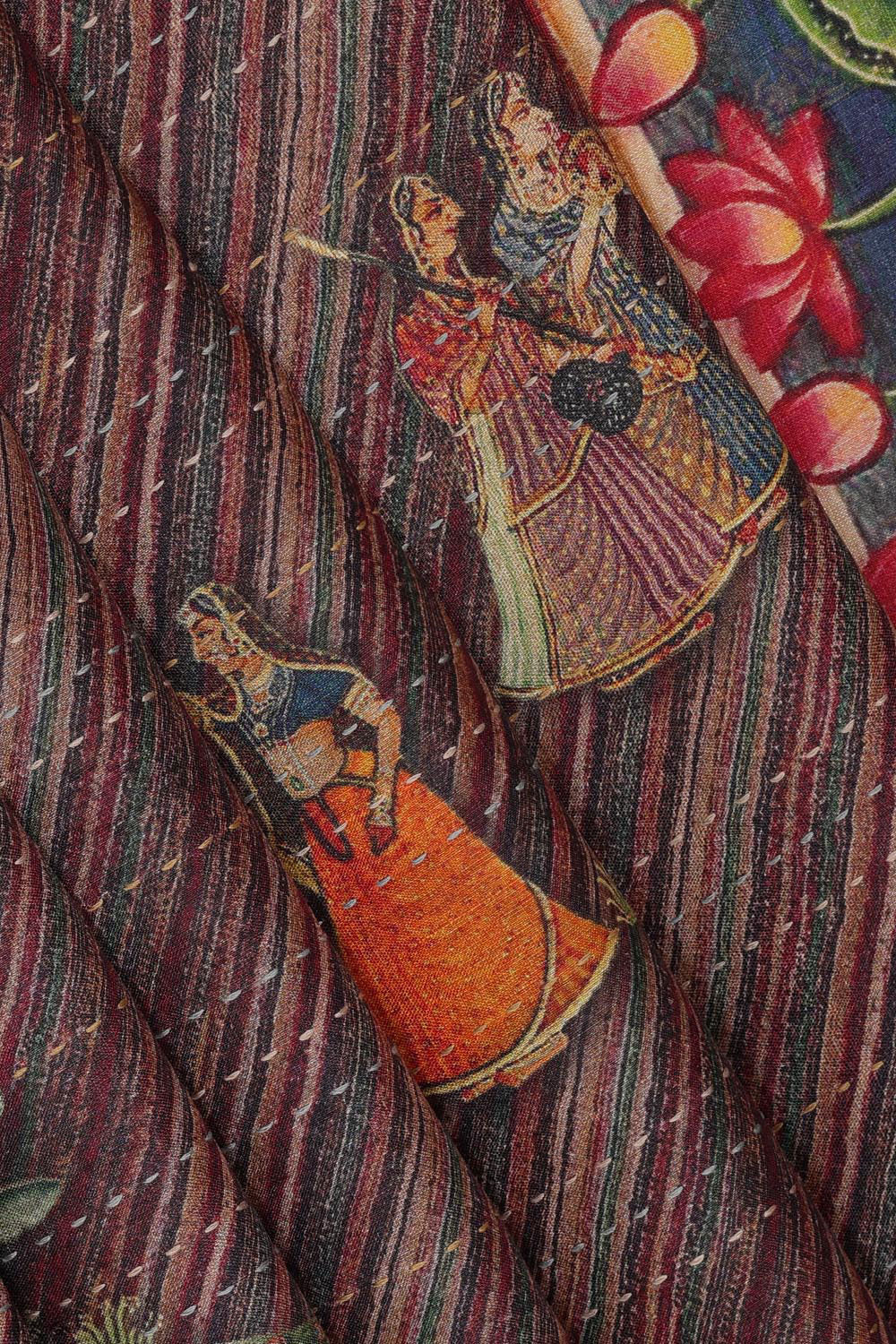 Image of Tussar Moonga Silk Pichwari Art Saree