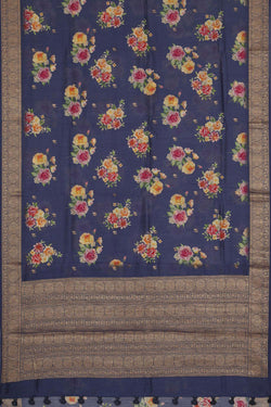 Image of Tussar Moonga Silk Indigo Blue Saree