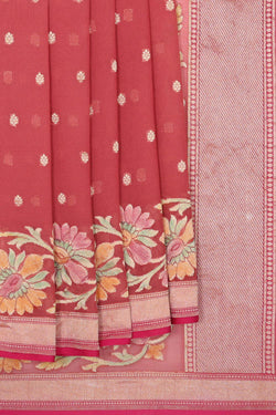 Collection of Banarasi Georgette Dull Red Saree in a gallery layout