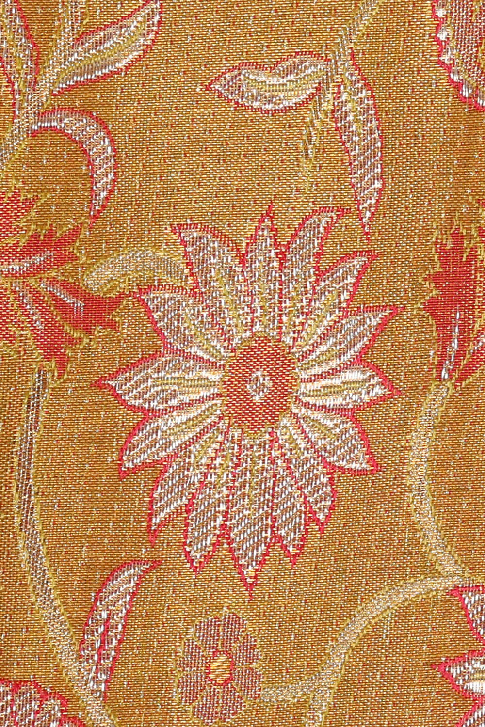 Image of Kanchipattu Brocade Golden Fenugreek Yellow Saree