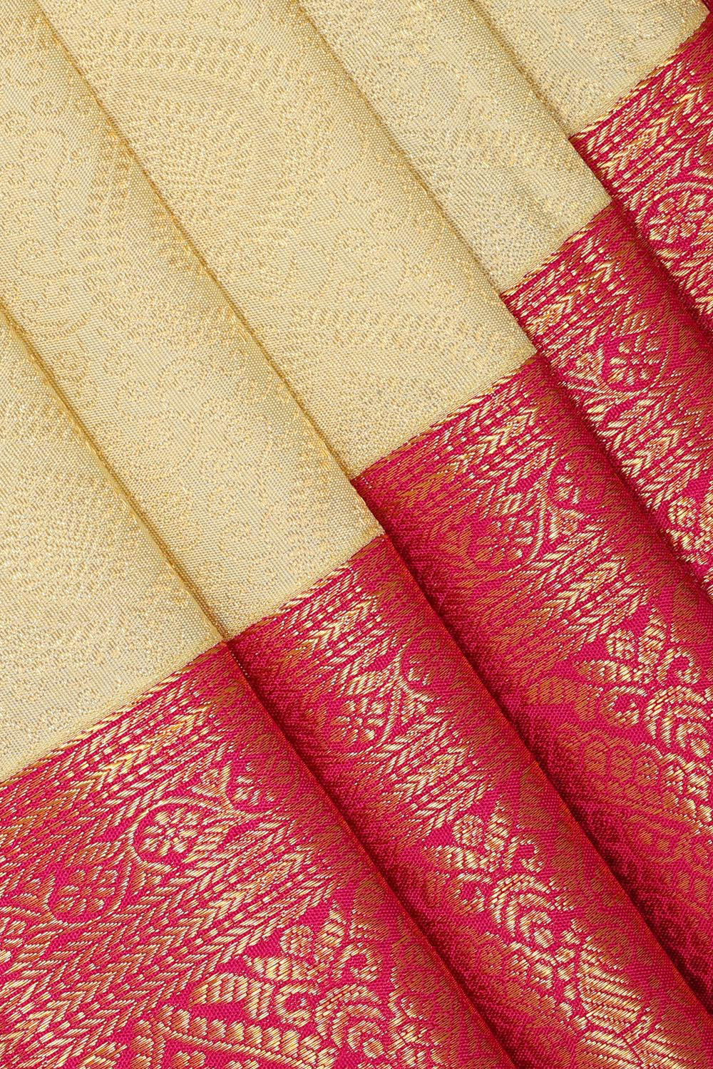 Kanchipattu Ivory Cream Saree