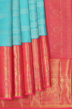 Image of Kanchipattu Sea Blue Saree