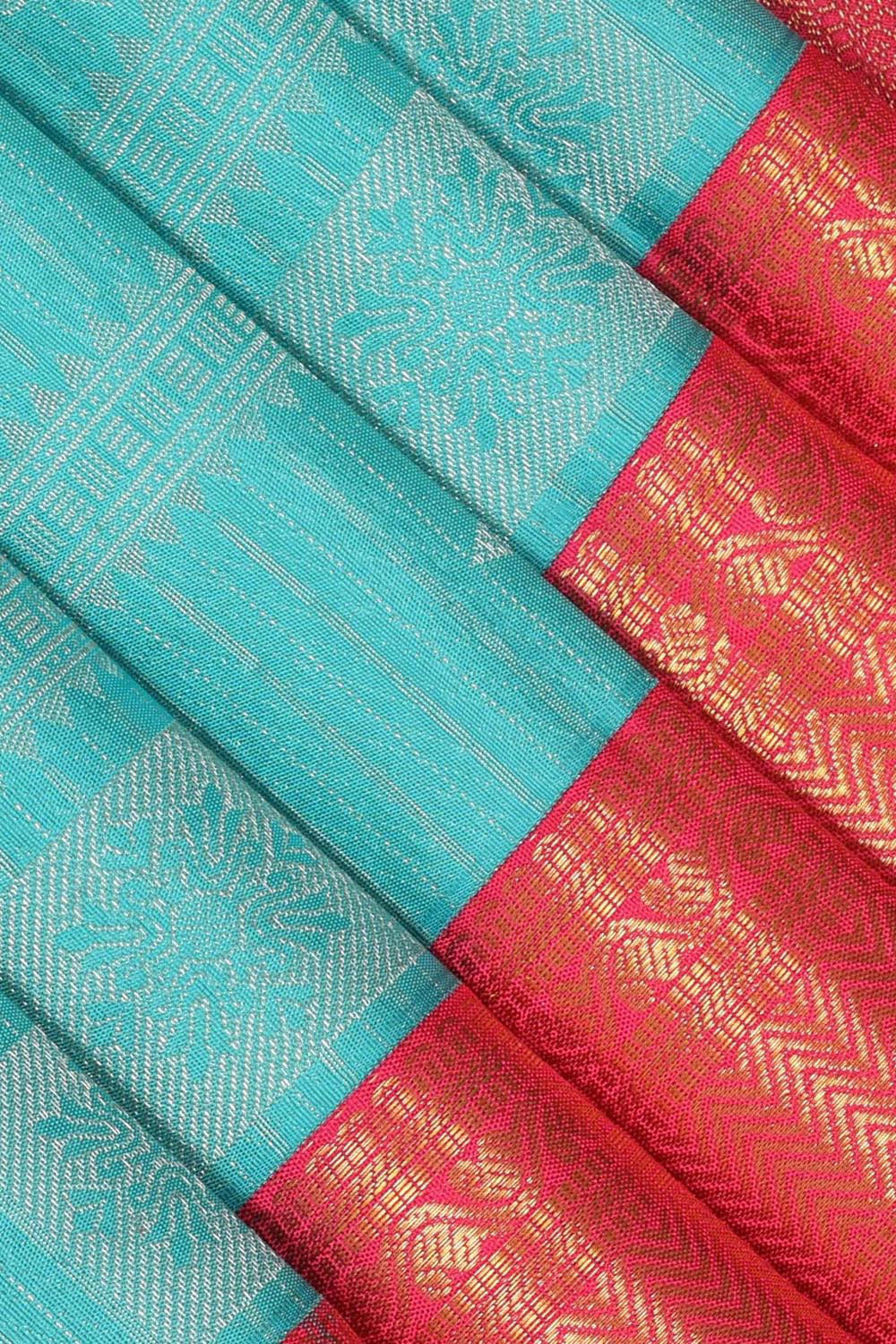 Kanchipattu Sea Blue Saree