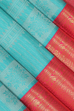 Image of Kanchipattu Sea Blue Saree