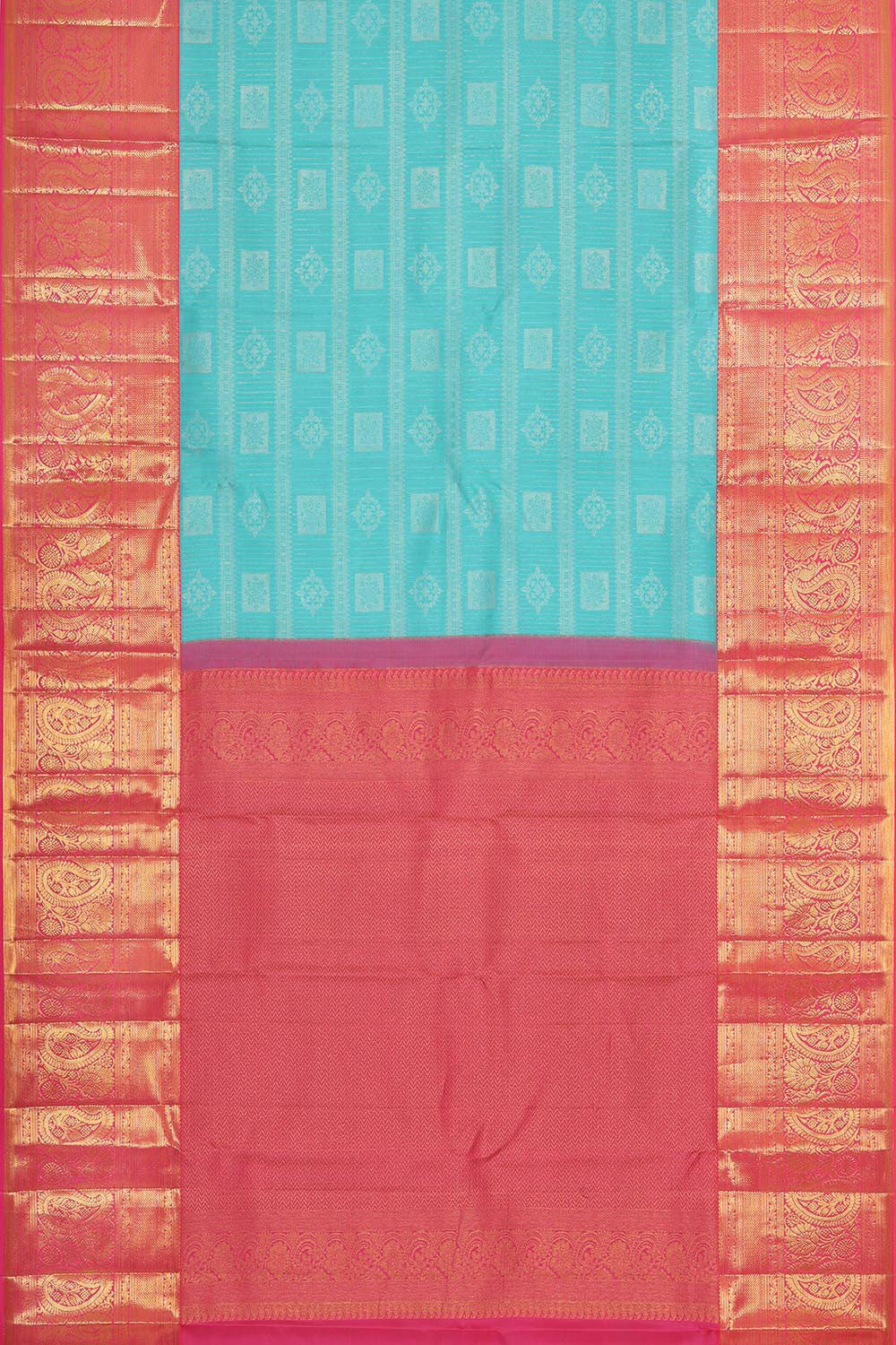 Image of Kanchipattu Sea Blue Saree