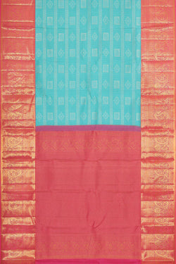 Image of Kanchipattu Sea Blue Saree