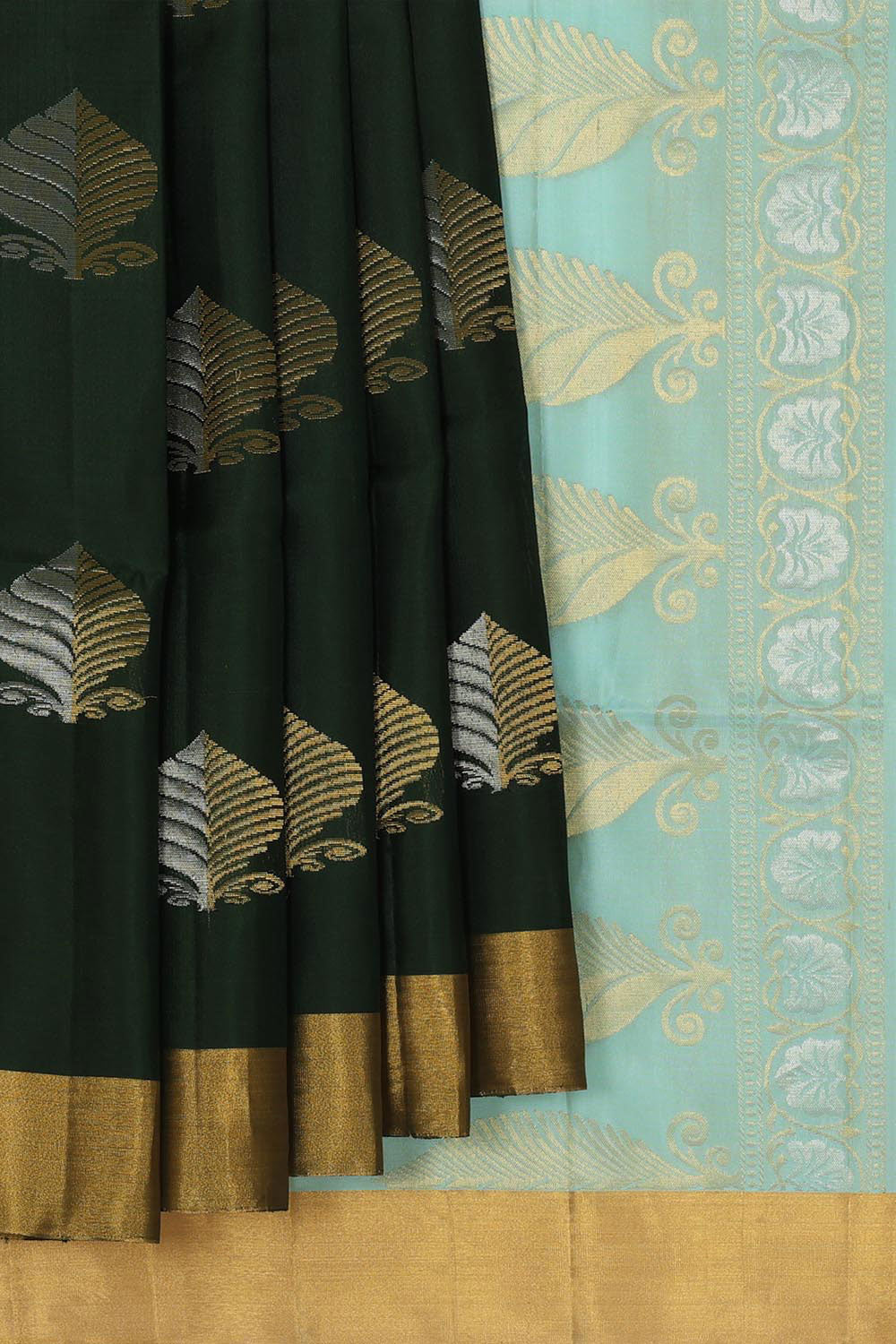 Collection of Gorgeous Bottle Green Saree in a gallery layout