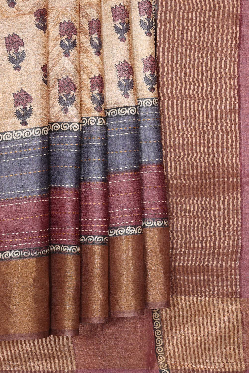 Collection of Tussar Silk Beige Saree in a gallery layout