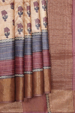 Collection of Tussar Silk Beige Saree in a gallery layout