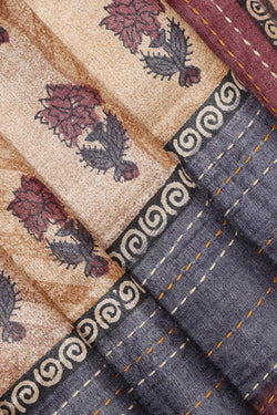 Collection of Tussar Silk Beige Saree in a gallery layout