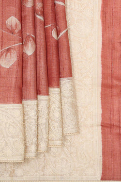 Collection of Tussar Silk Rust-Red Saree in a gallery layout