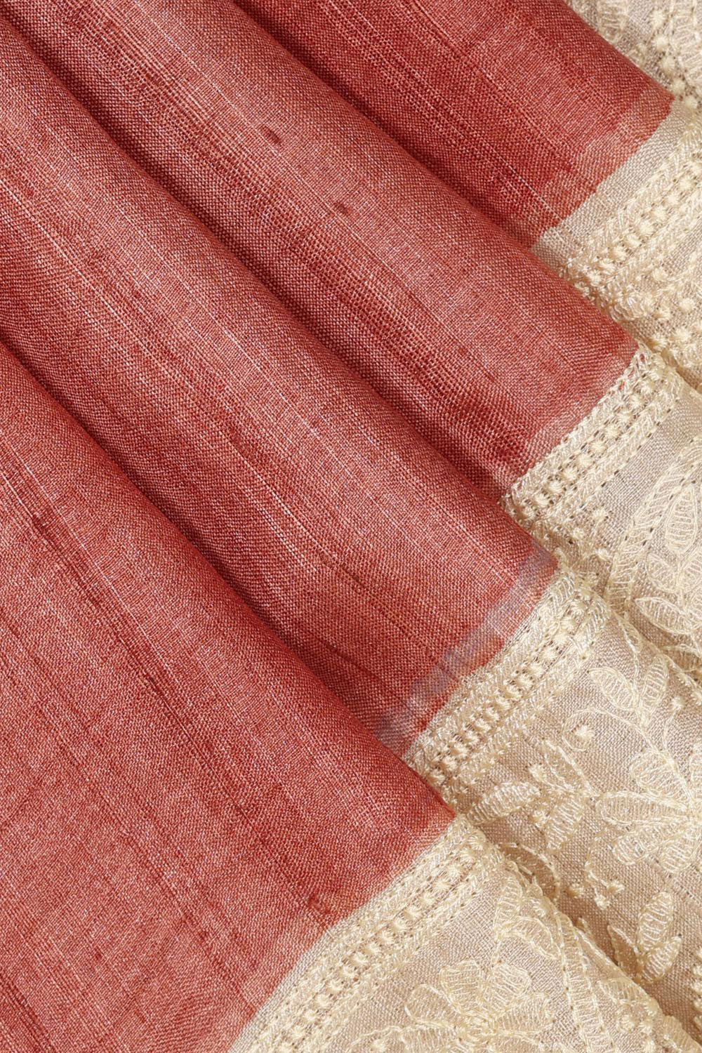 Collection of Tussar Silk Rust-Red Saree in a gallery layout