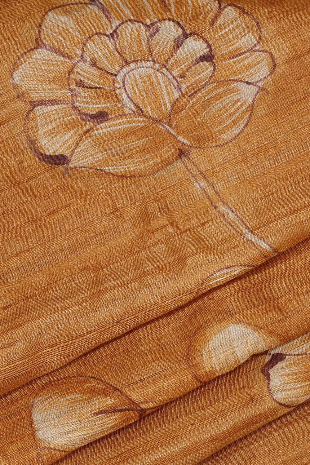 Image of Tussar Silk Caramel Brown Saree