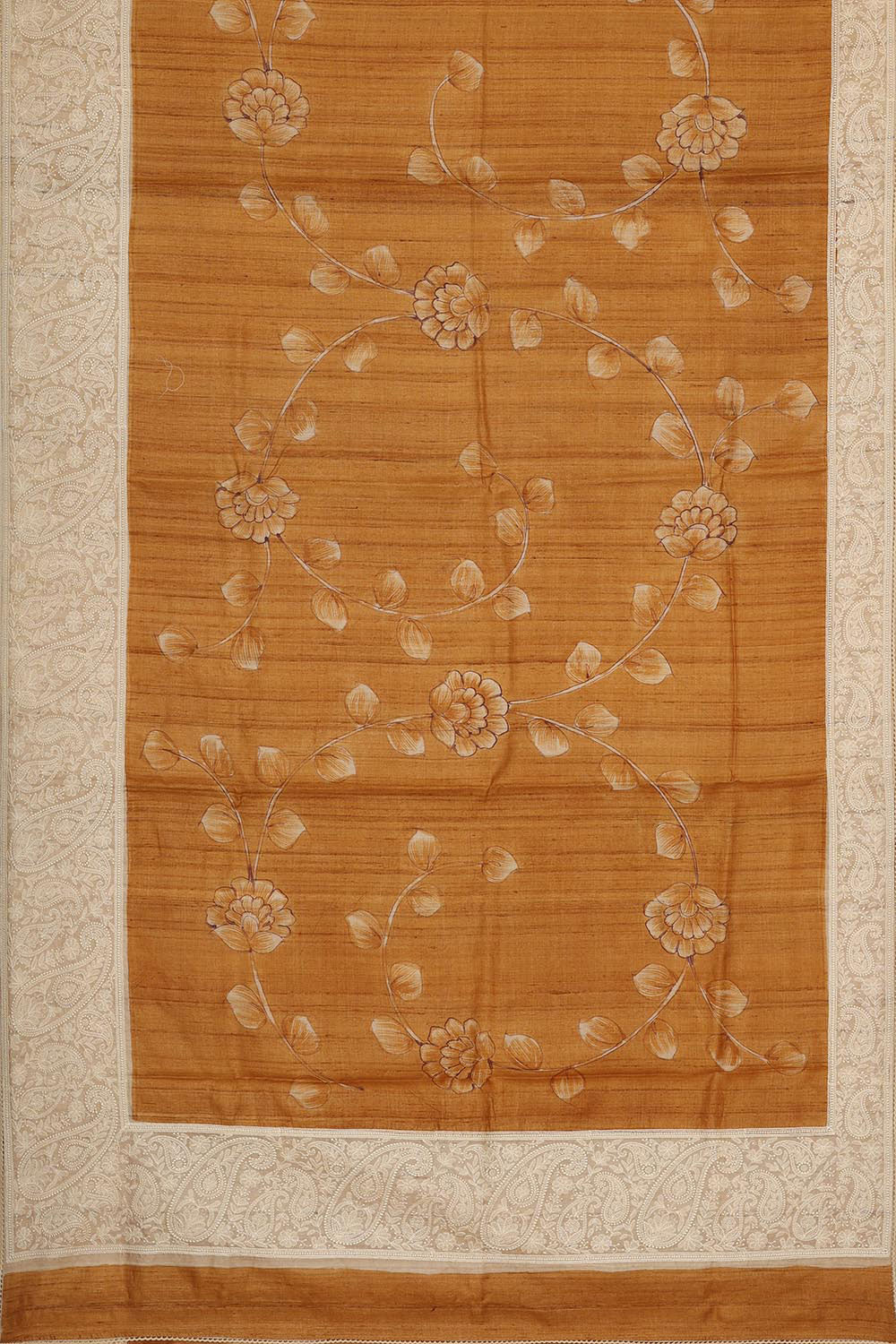 Image of Tussar Silk Caramel Brown Saree