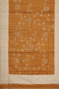 Collection of Tussar Silk Caramel Brown Saree in a gallery layout