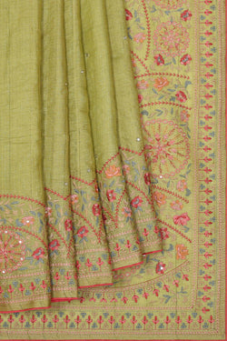 Collection of Tussar Silk Green Saree in a gallery layout