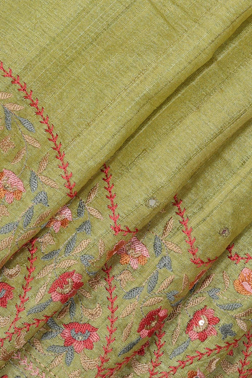 Collection of Tussar Silk Green Saree in a gallery layout