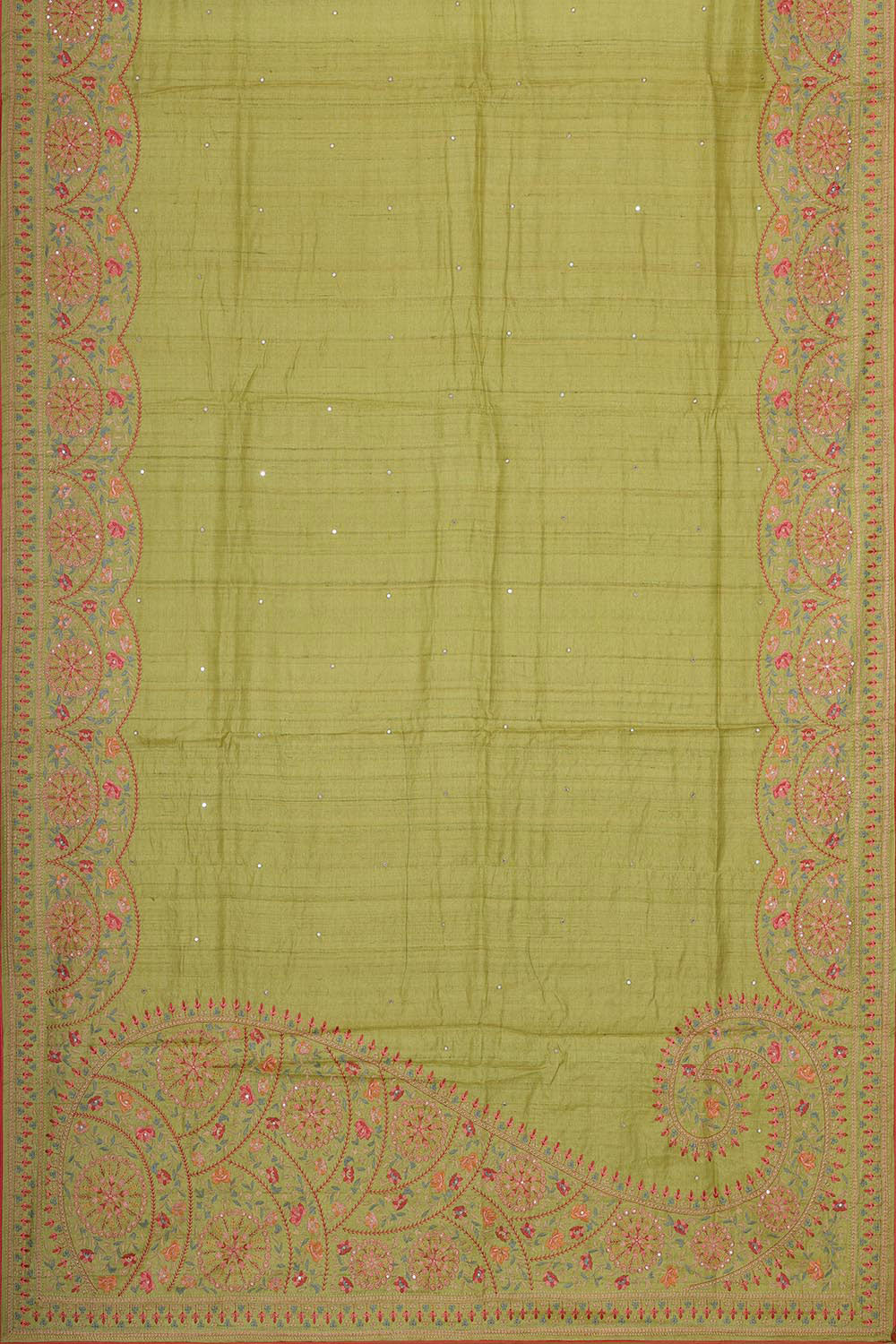 Collection of Tussar Silk Green Saree in a gallery layout