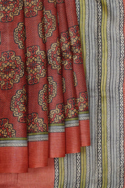 Collection of Tussar Silk Rust-Red Saree in a gallery layout