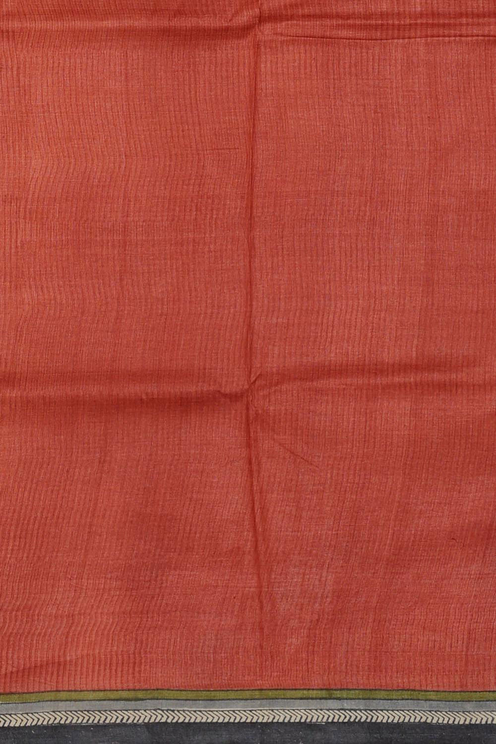 Image of Tussar Silk Rust-Red Saree