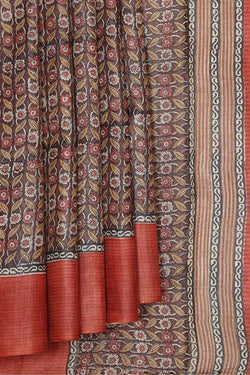 Collection of Tussar Silk Brown Saree in a gallery layout