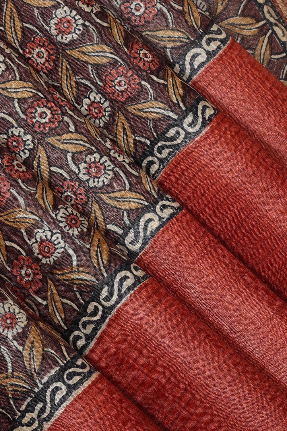 Collection of Tussar Silk Brown Saree in a gallery layout