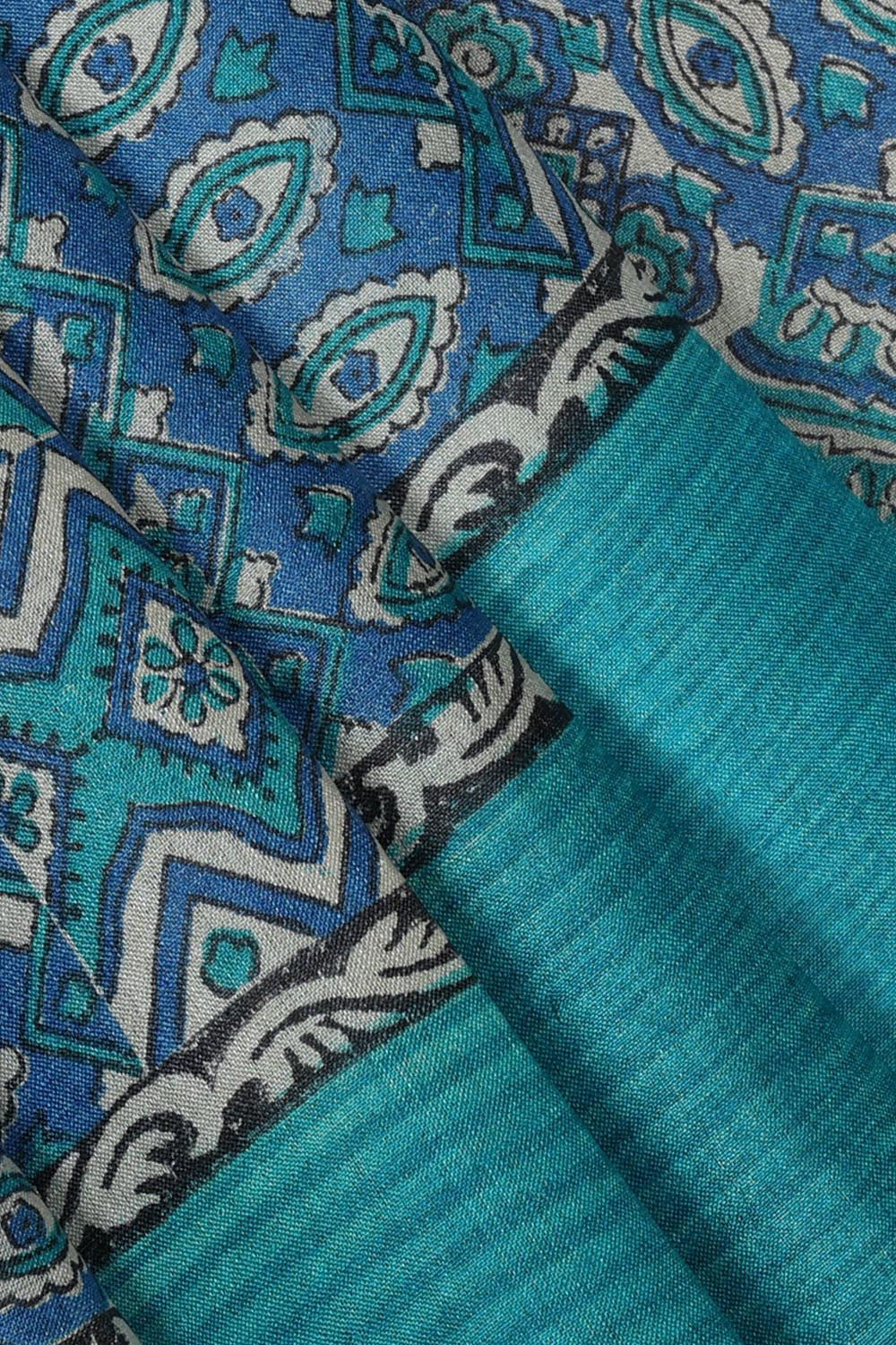Image of Tussar Silk Blue Saree