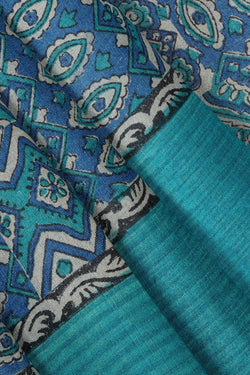 Collection of Tussar Silk Blue Saree in a gallery layout