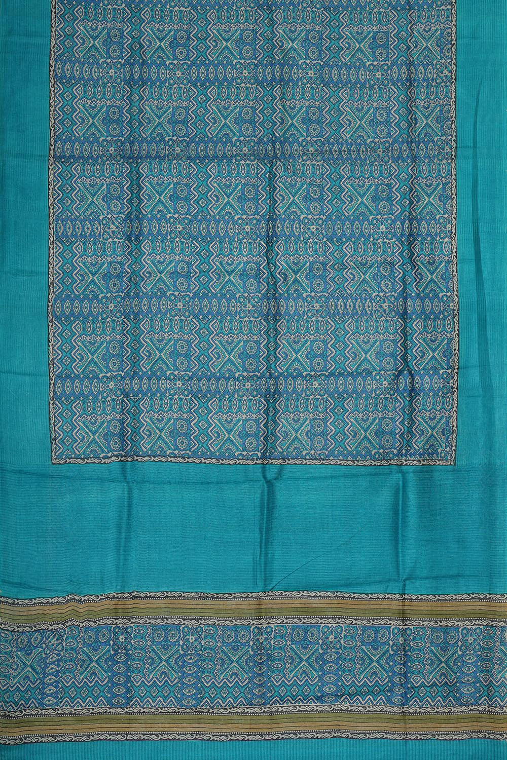 Image of Tussar Silk Blue Saree