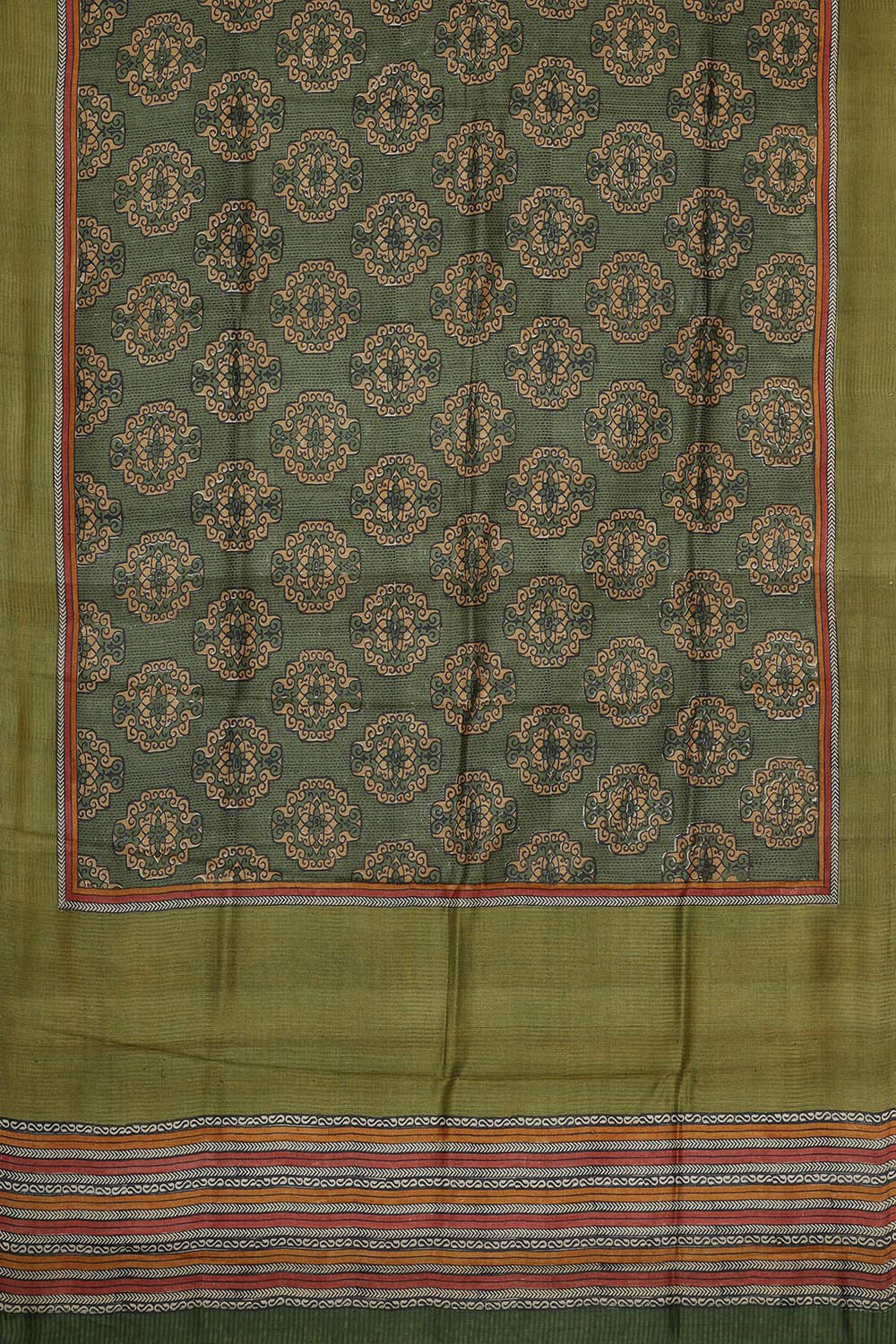 Image of Tussar Silk Green Saree