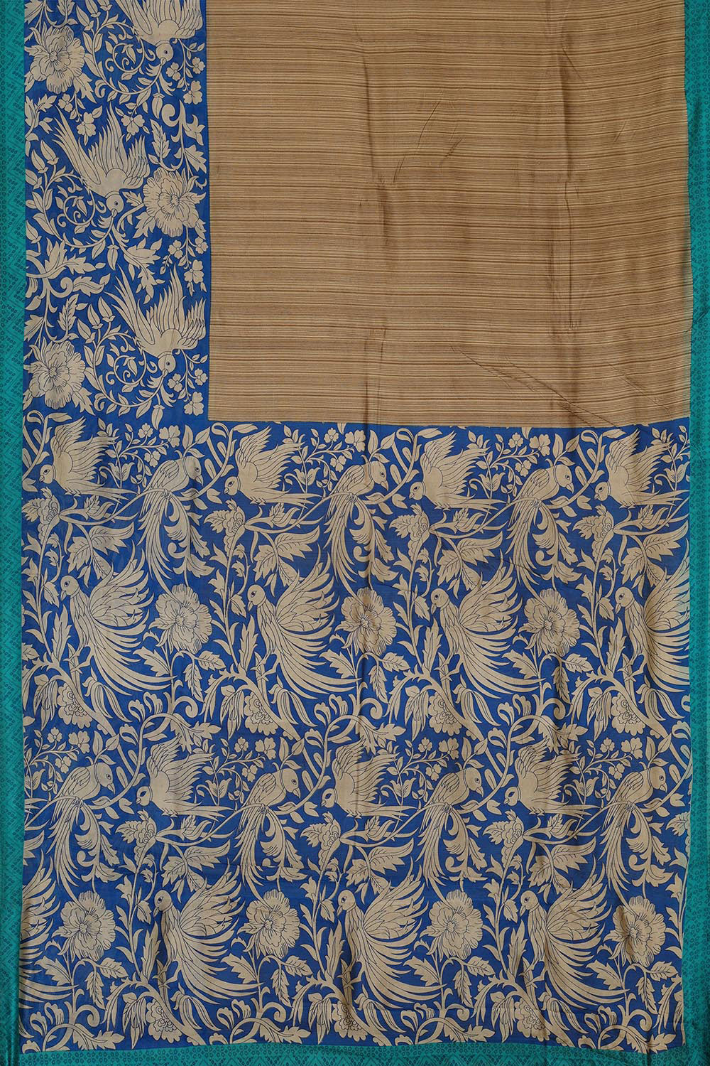 Printed Creamy Beige Silk Saree