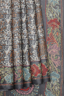 Collection of Tussar Silk Grey Saree in a gallery layout