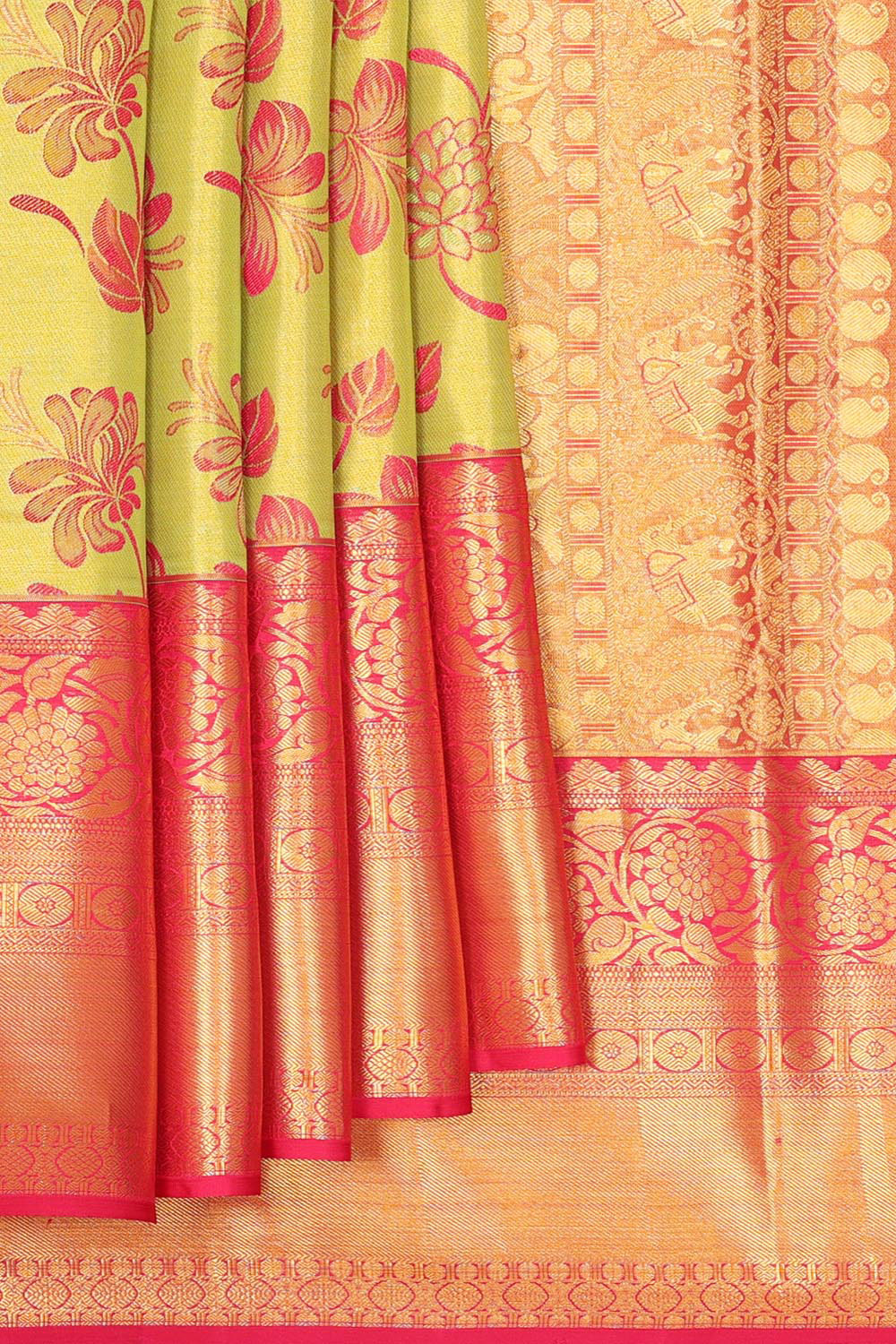 Kanchipattu Spring Green Saree