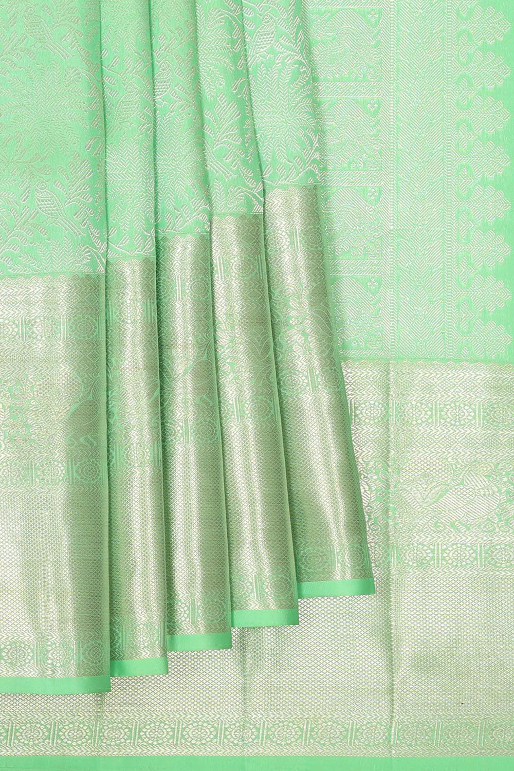 Kanchipattu Mint Green Saree