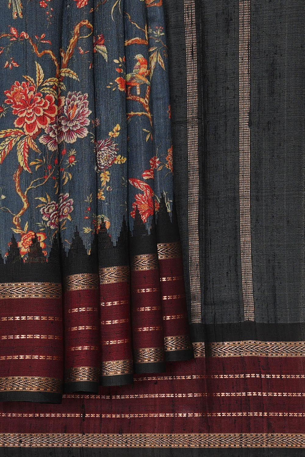 Collection of Tussar-Silk Grey Saree in a gallery layout