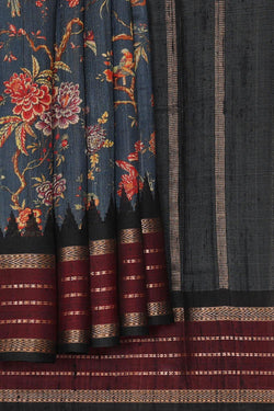 Collection of Tussar-Silk Grey Saree in a gallery layout