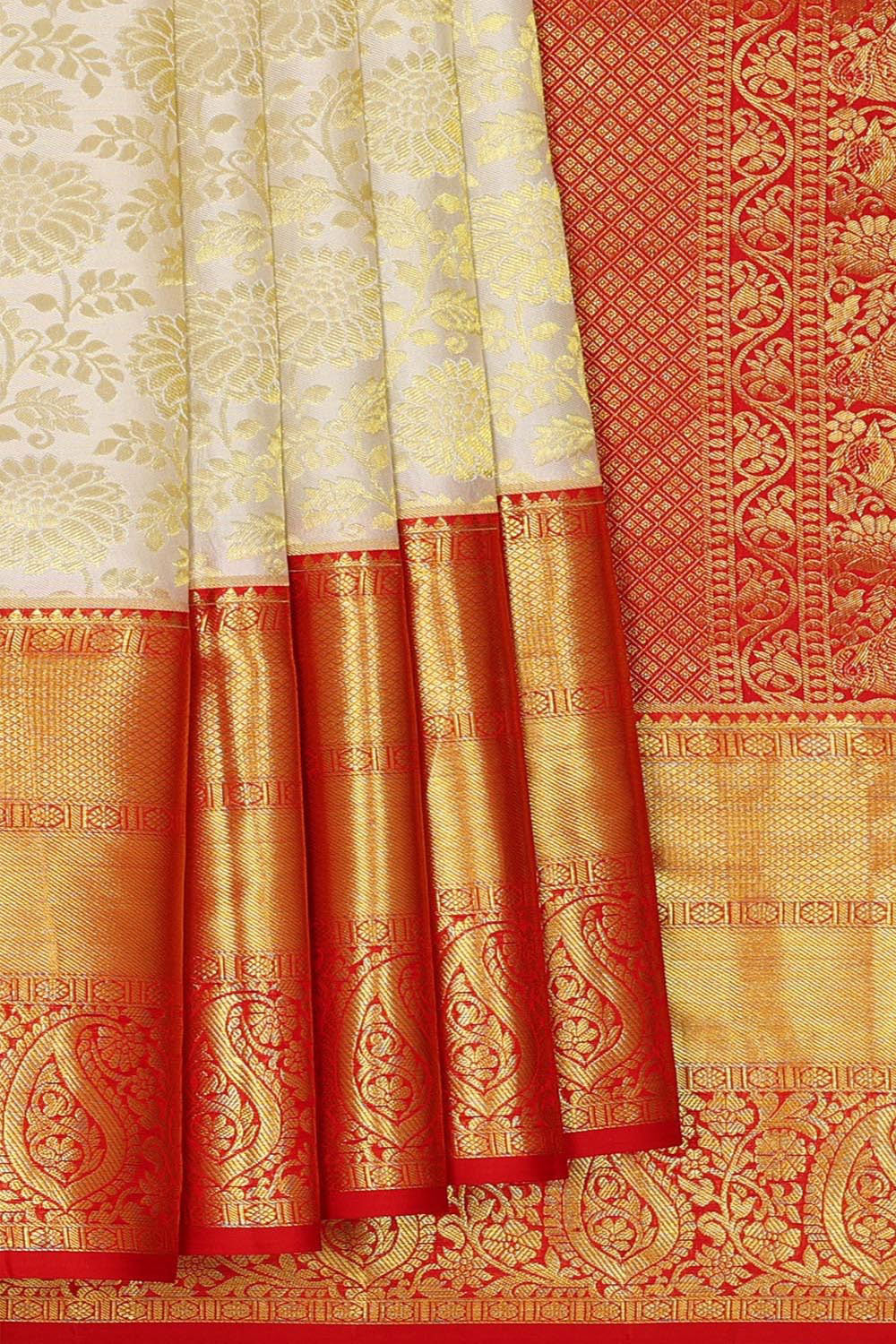 Kanchipattu Off White Brocade Saree