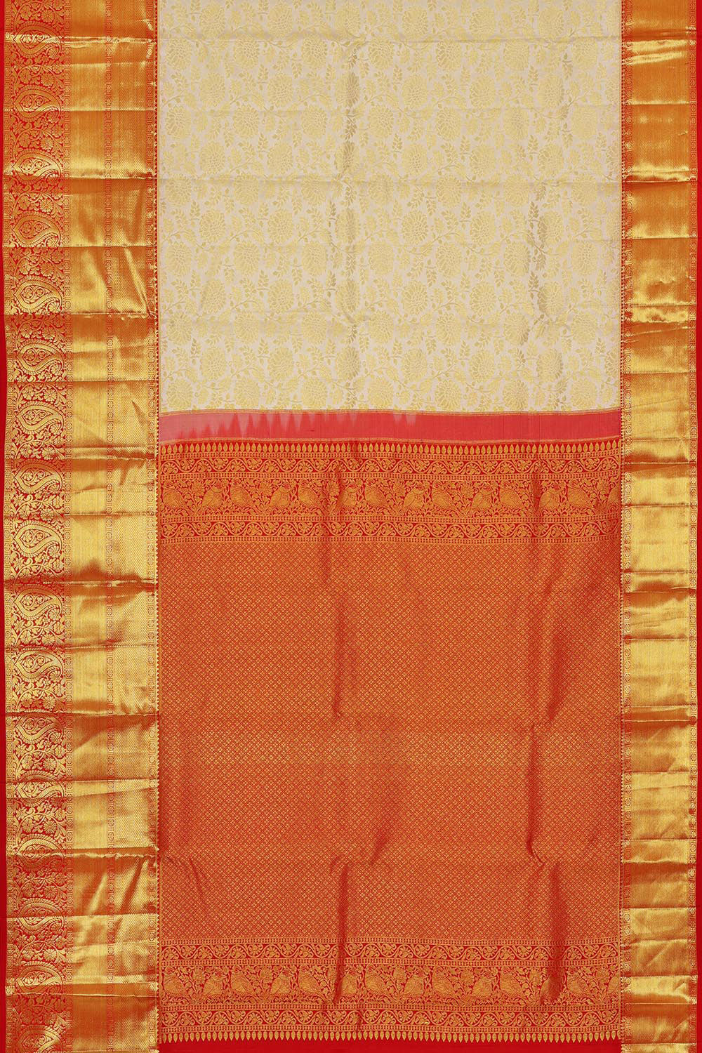 Kanchipattu Off White Brocade Saree