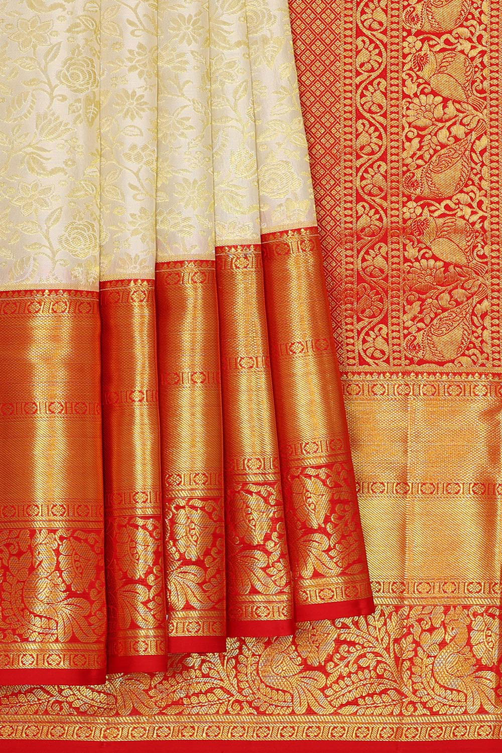 Kanchipattu Off White Brocade Saree